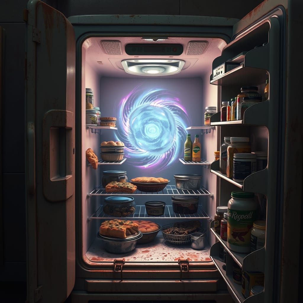 Retro Refrigerator Reveals Eerie Glowing Leftovers Portal