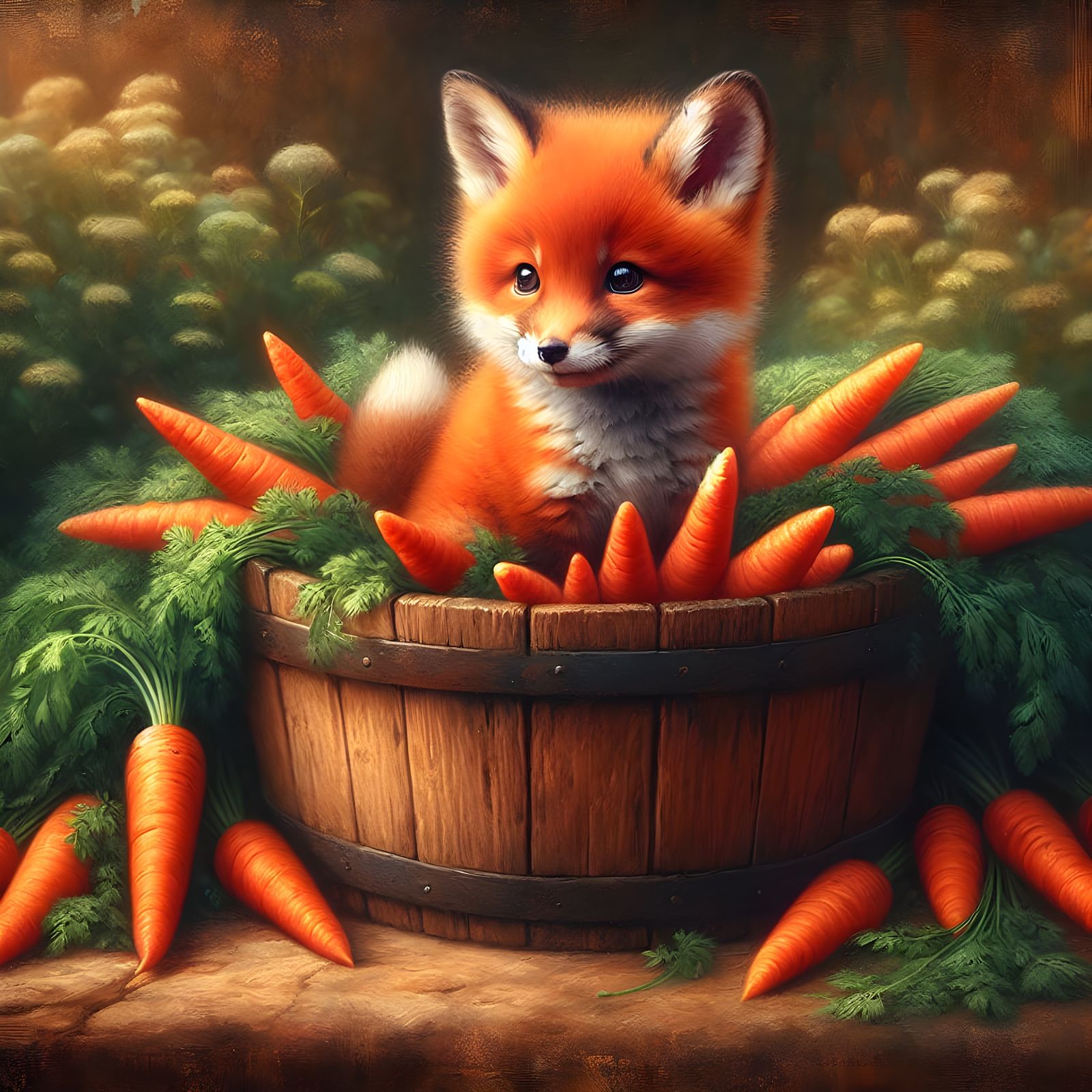 Whimsical Red Fox in Carrot Haven