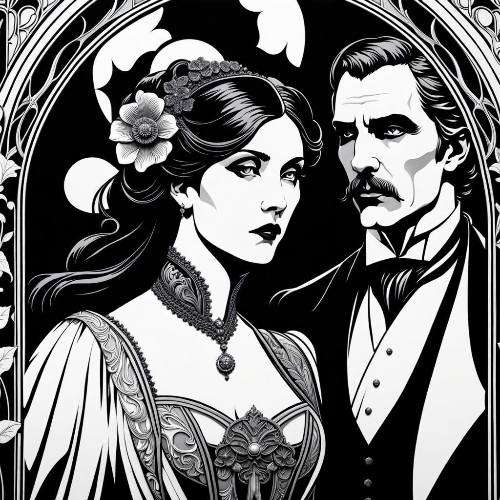 Vampire Family in Art Nouveau Style