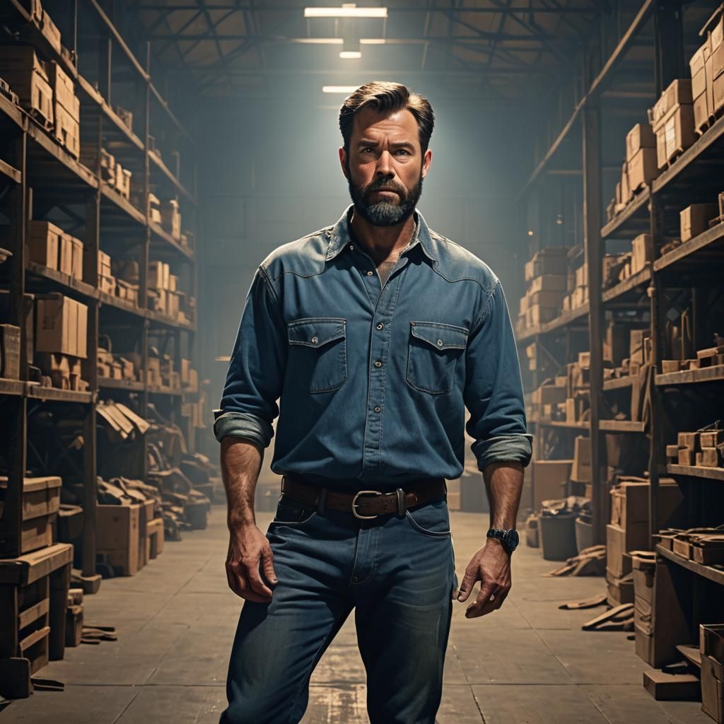 Warehouse Foreman in Dim Light: Fantasy Concept Art