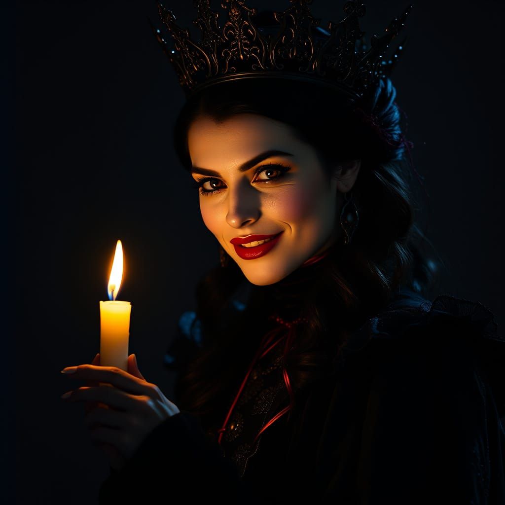 Ethereal Vampire Queen Reigns in Dark, Cinematic Beauty
