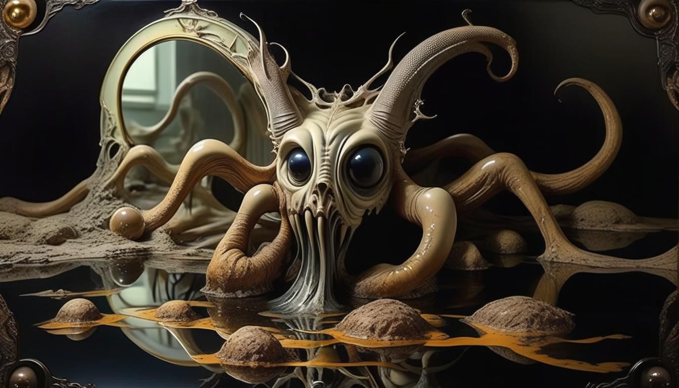 Surreal Reflection: Dali-Inspired Design in Art Nouveau Styl...