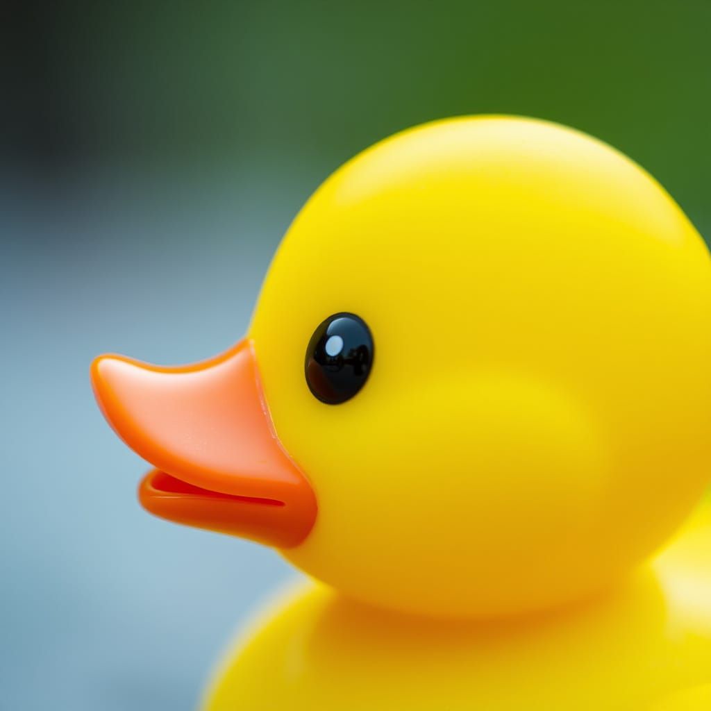 Surreal Close-up of a Vibrant Yellow Rubber Duck