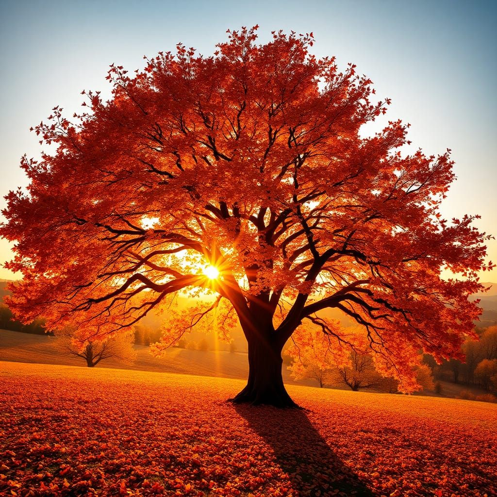 Autumnal Maple in Impressionistic Style