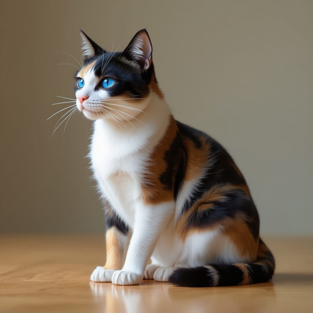 Realistic Origami Cat in Sharp Paper Folds