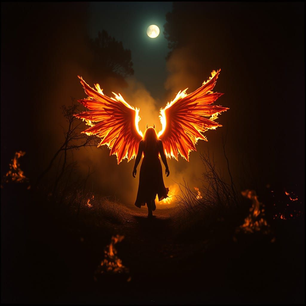 Fiery Angel Descends Amidst Apocalyptic Ruin