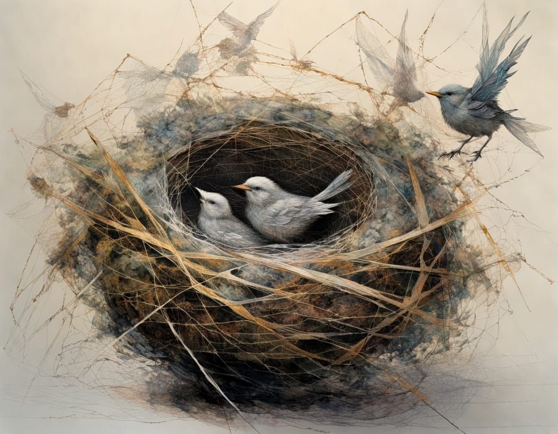 Ethereal Bird's Nest in Gothic Style