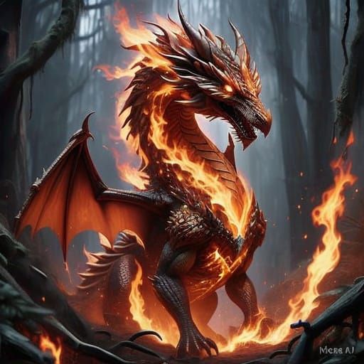 Vibrant Dragon Rises from Inferno in Hyper-Realistic Digital...
