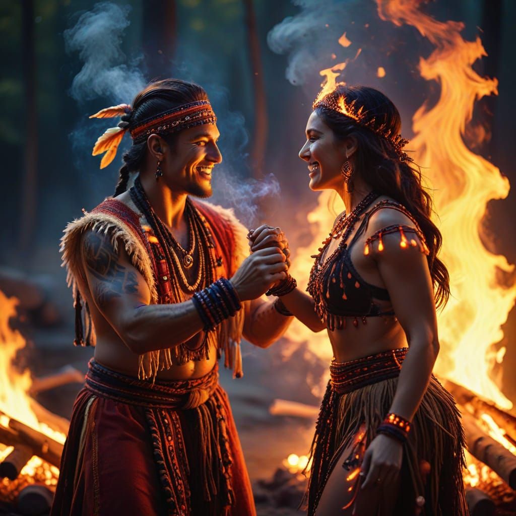 Shamanic Dance on Campfire Glow