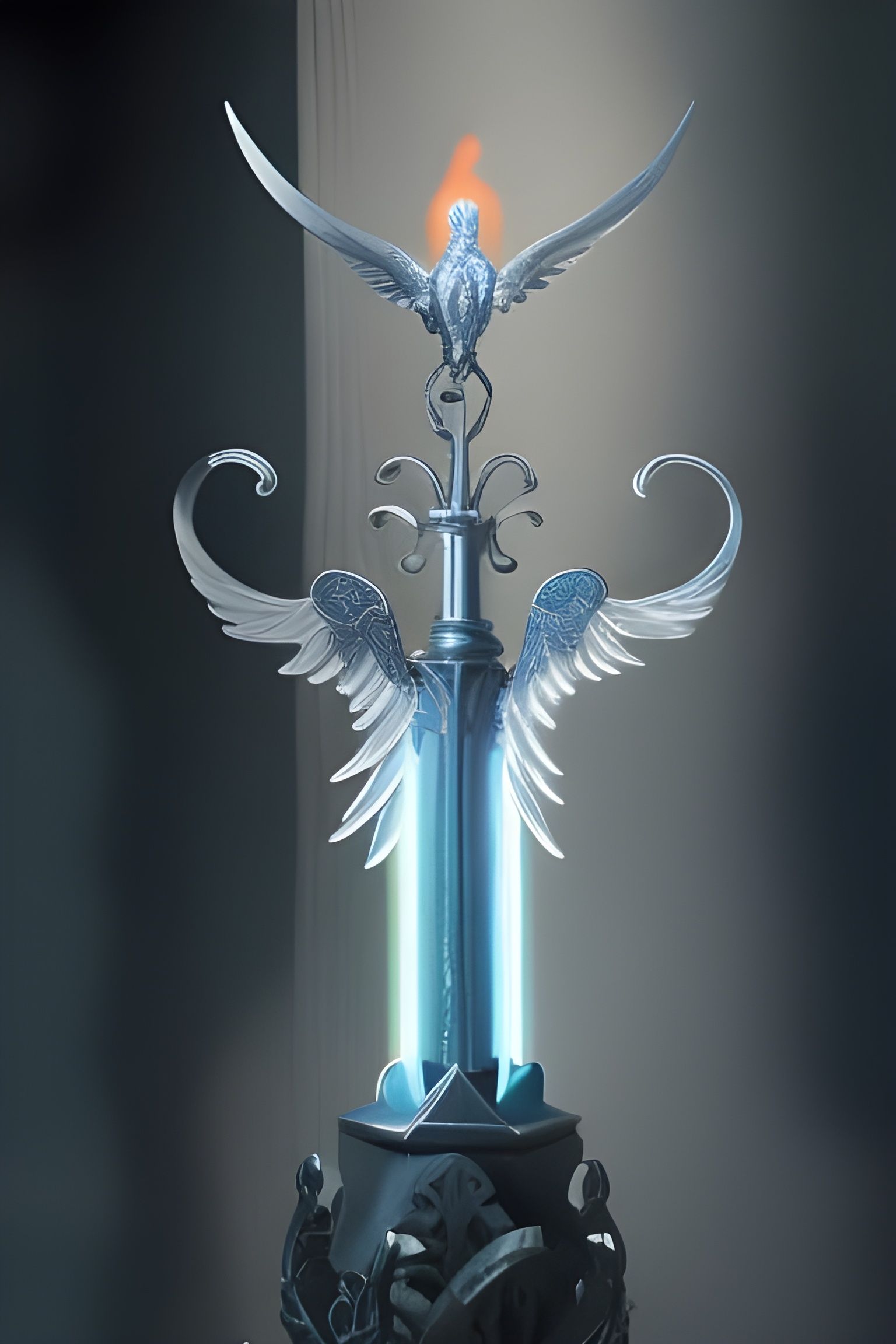 Excalibur with Phoenix Wings: A Legendary Glowing Sword