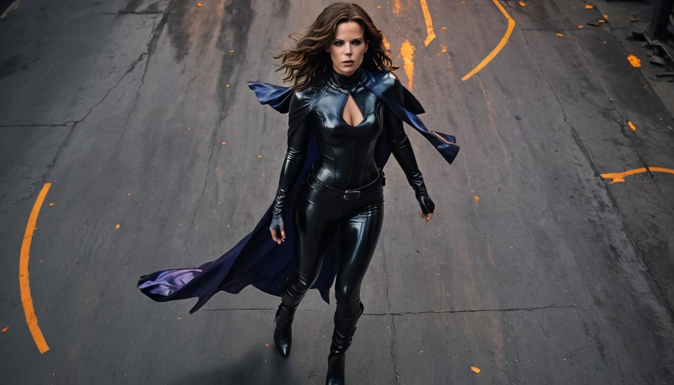 Selene in Black Latex: Dark Fantasy Concept Art