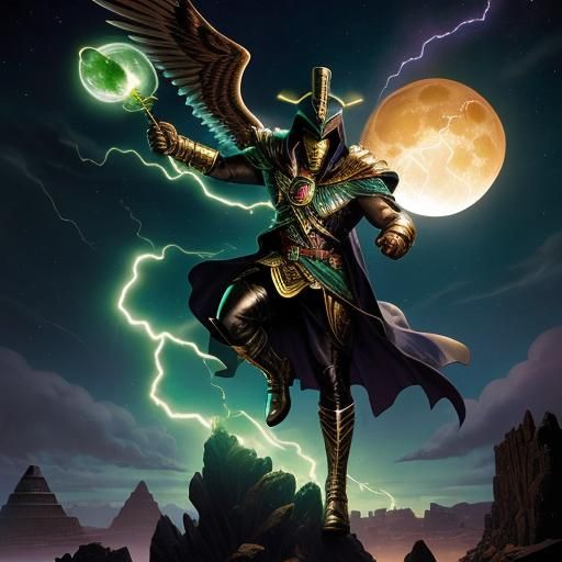 Kryptonite Egyptian God Shoots Lightning: Comic Book Art