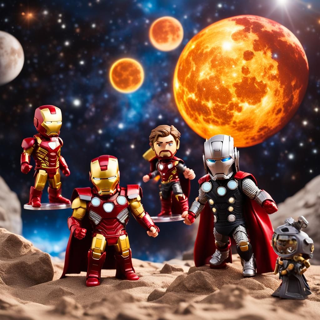 Chibi Ironman vs Thor on the Moon