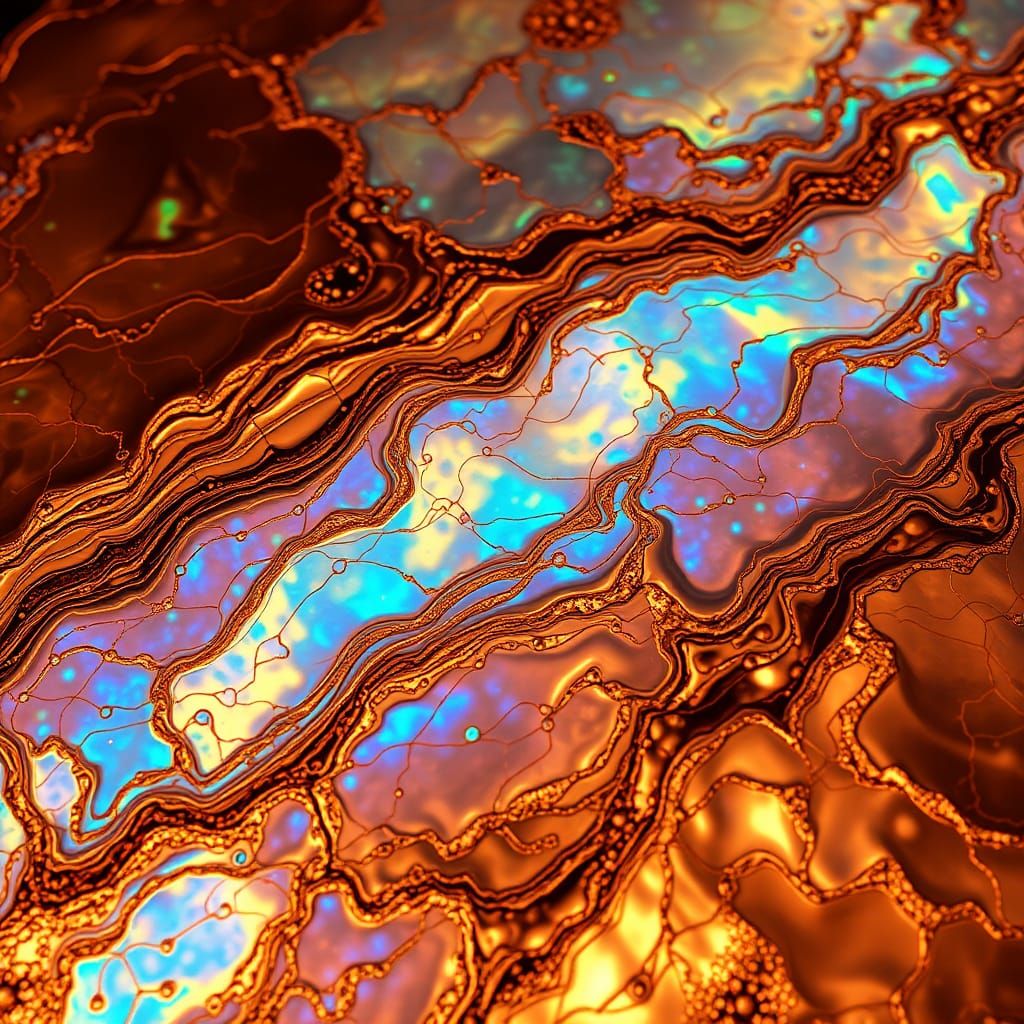 Iridescent Molten Waterfall in Digital Art Style