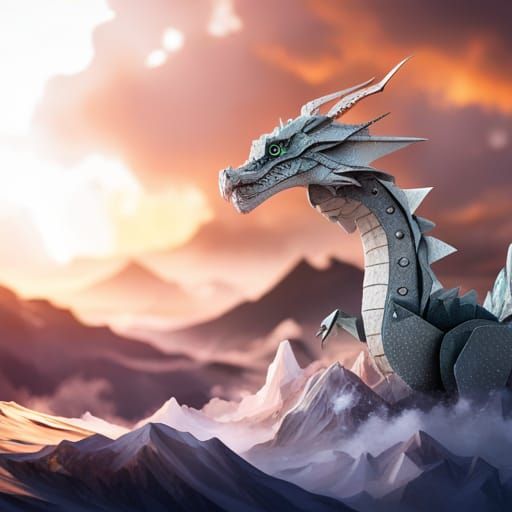 Detailed Origami Dragon Papercraft in 8K Resolution