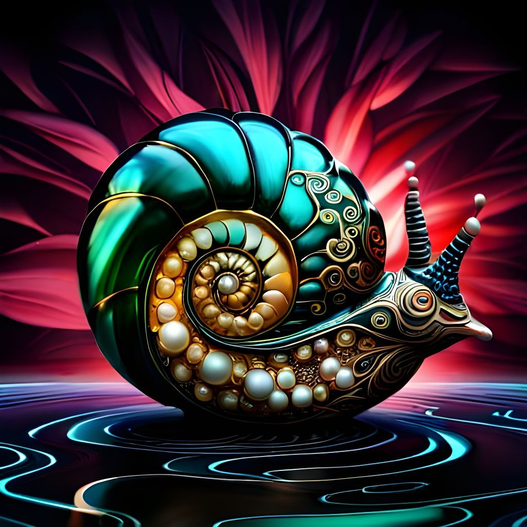 Ornate Crystal Snail in Art Nouveau Style