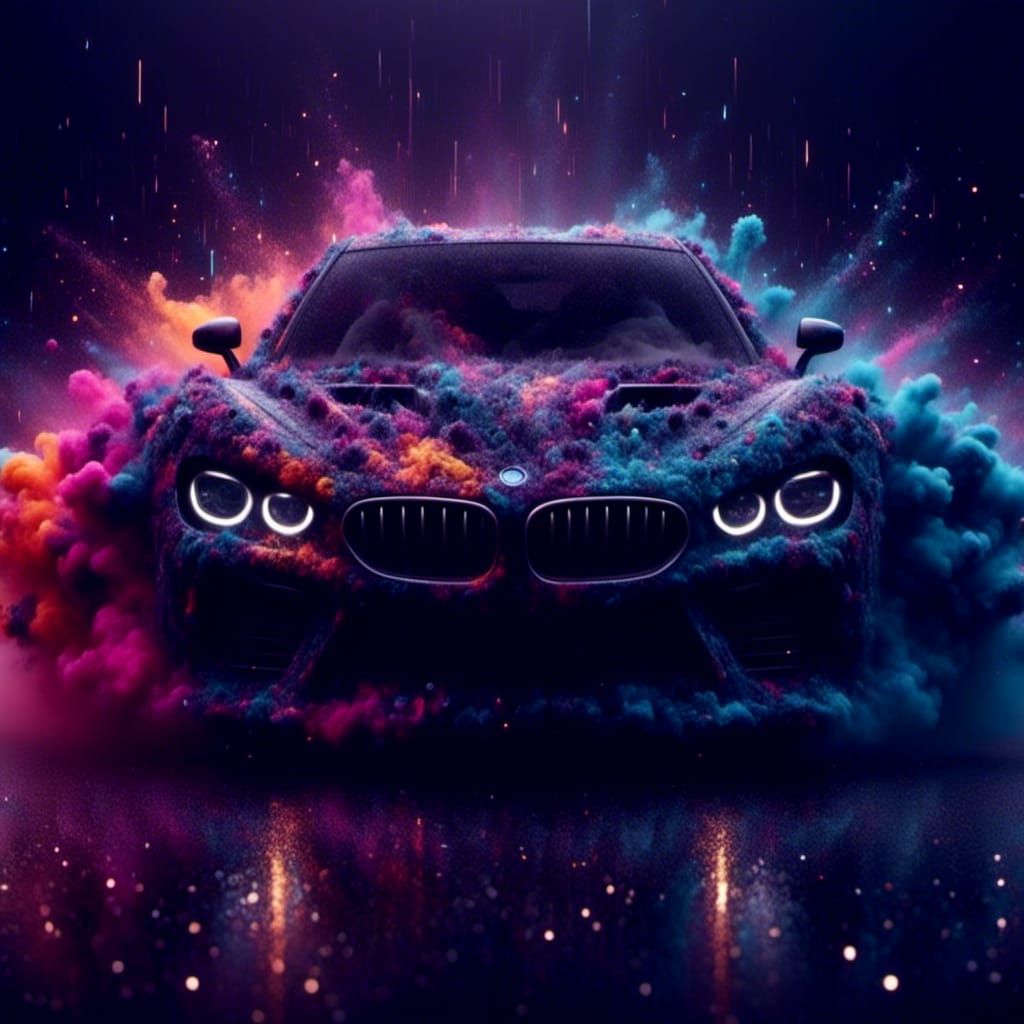 Futuristic Cars Race with Smoke and Sparkles