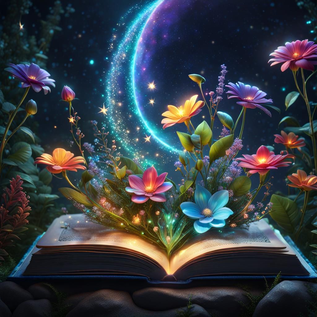 Holographic Flowers Bloom from Magical Book