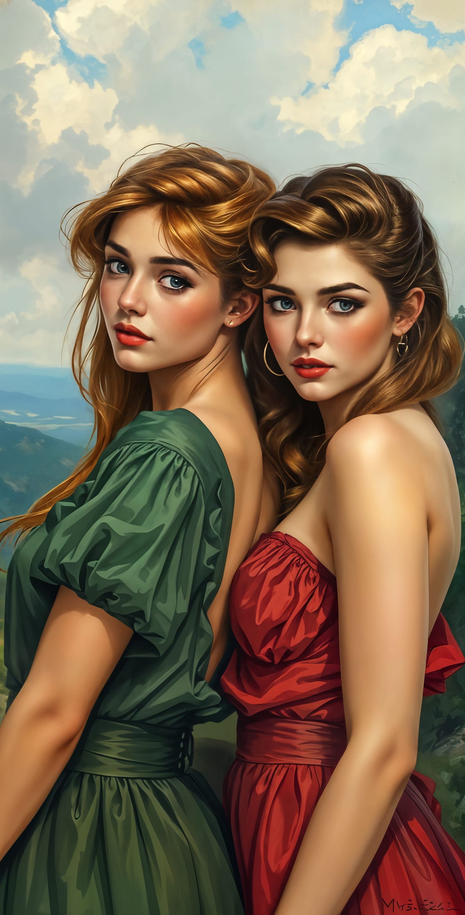 Two Sultry Beauties in Whimsical French Art