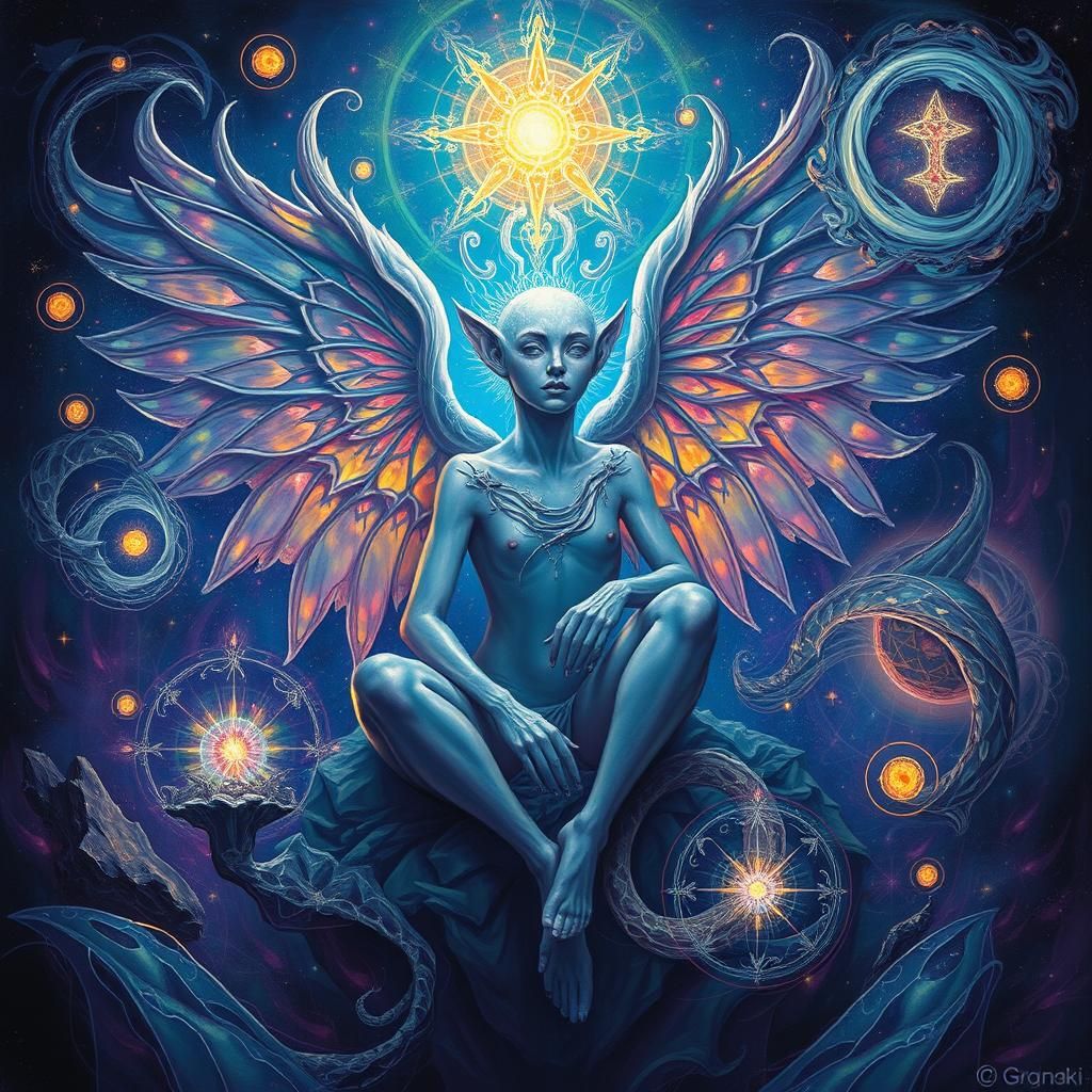 Mystical Being in Surreal Dreamscape: Visionary Art