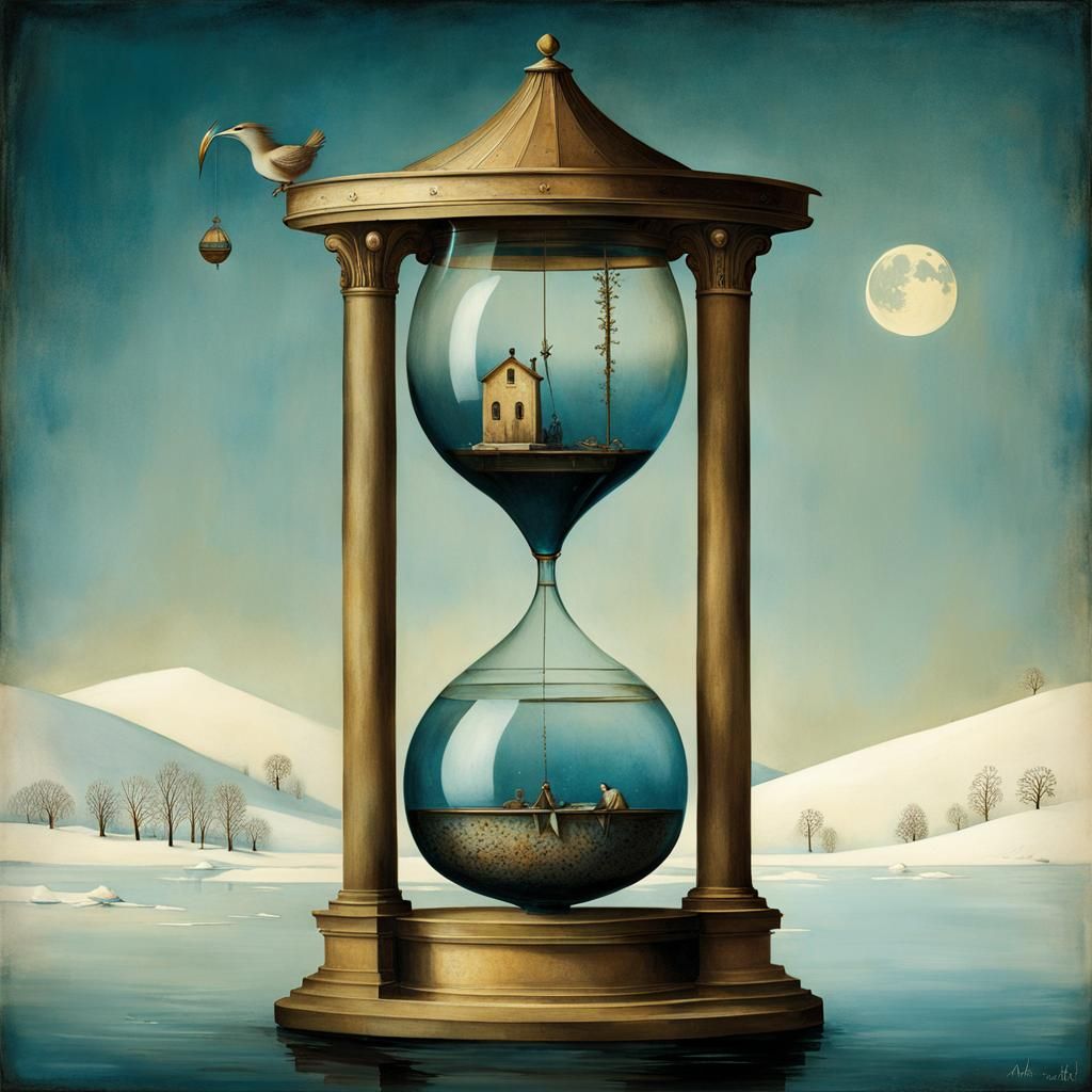 Winter at the Clepsydra: Surrealist Fantasy Clock