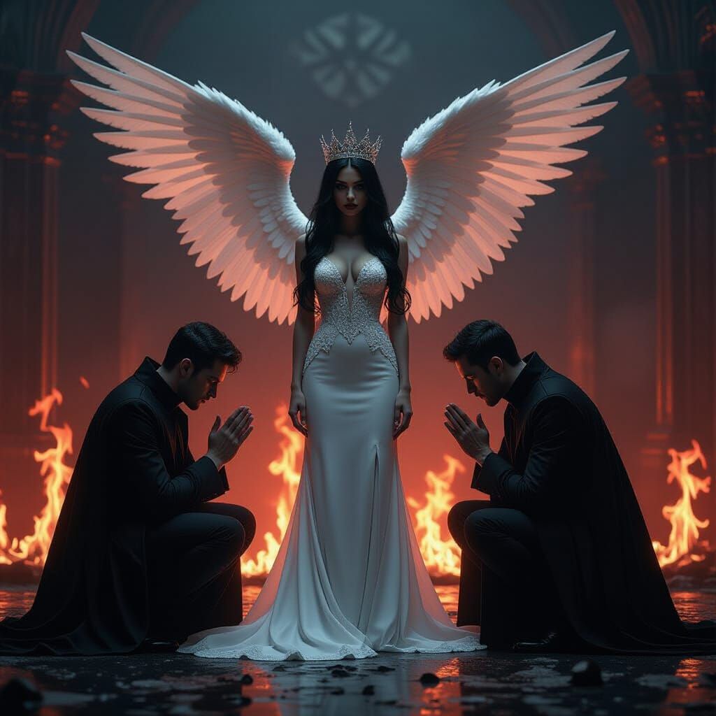 Queen of Darkness in Infernal Flames, Gothic Art