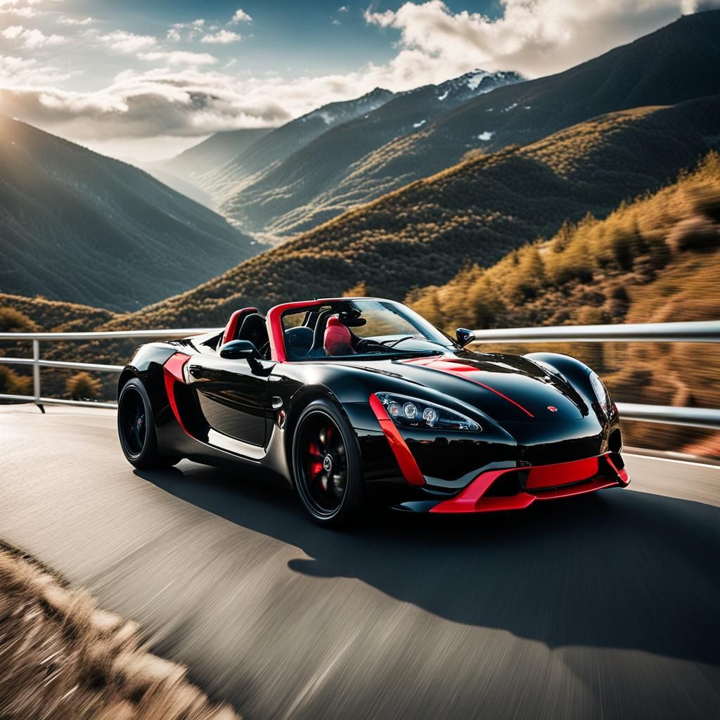 Dynamic Sports Car on Winding Mountain Road