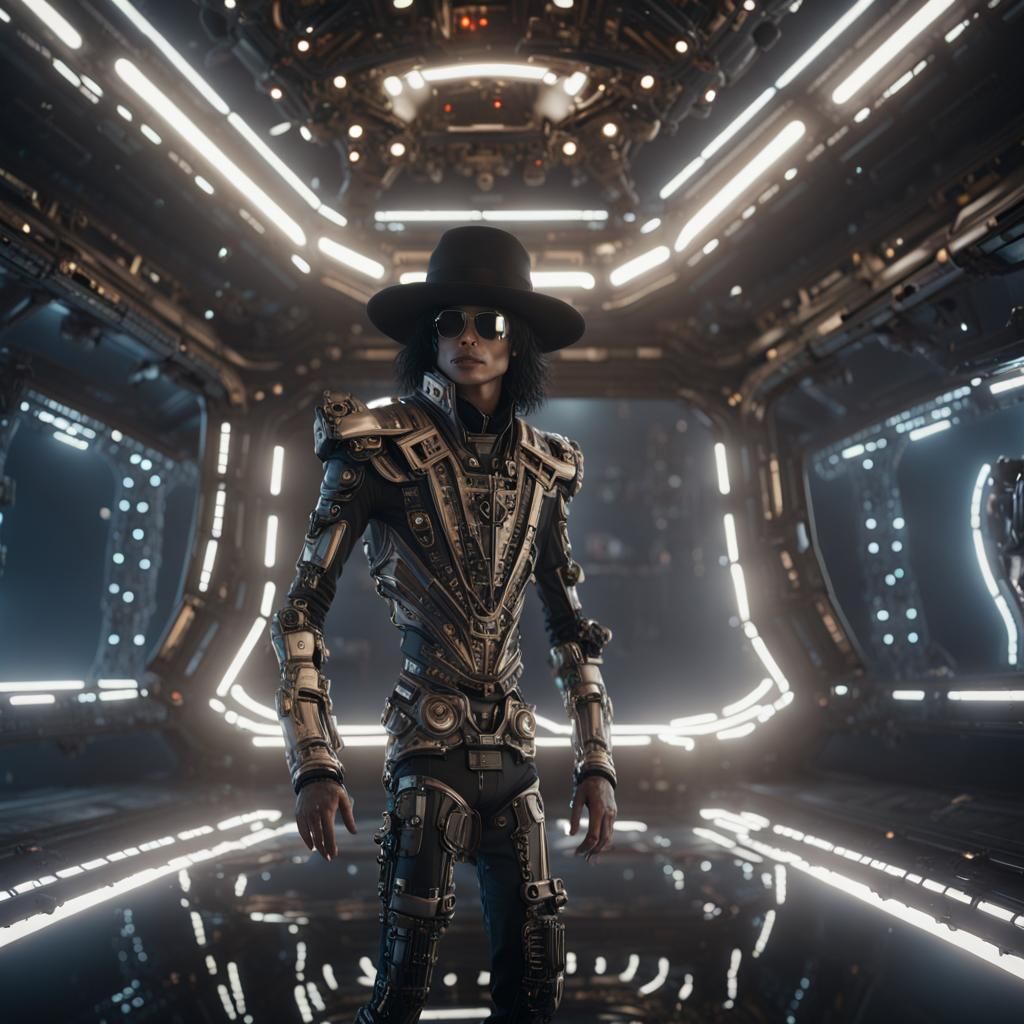 Futuristic Spaceship Circling Alien Concert in Sci-Fi Style