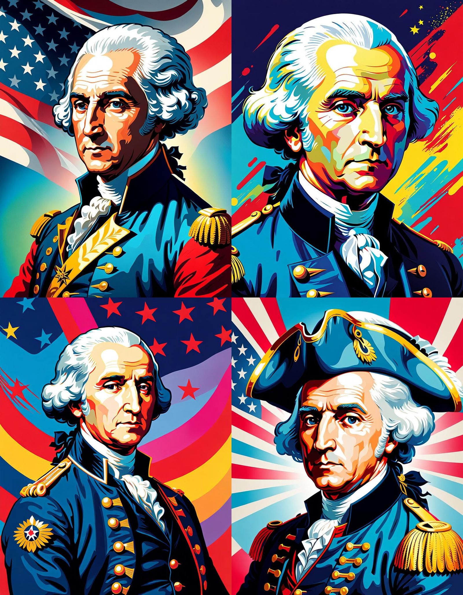 George Washington Portrait in Dynamic Funk Art Style