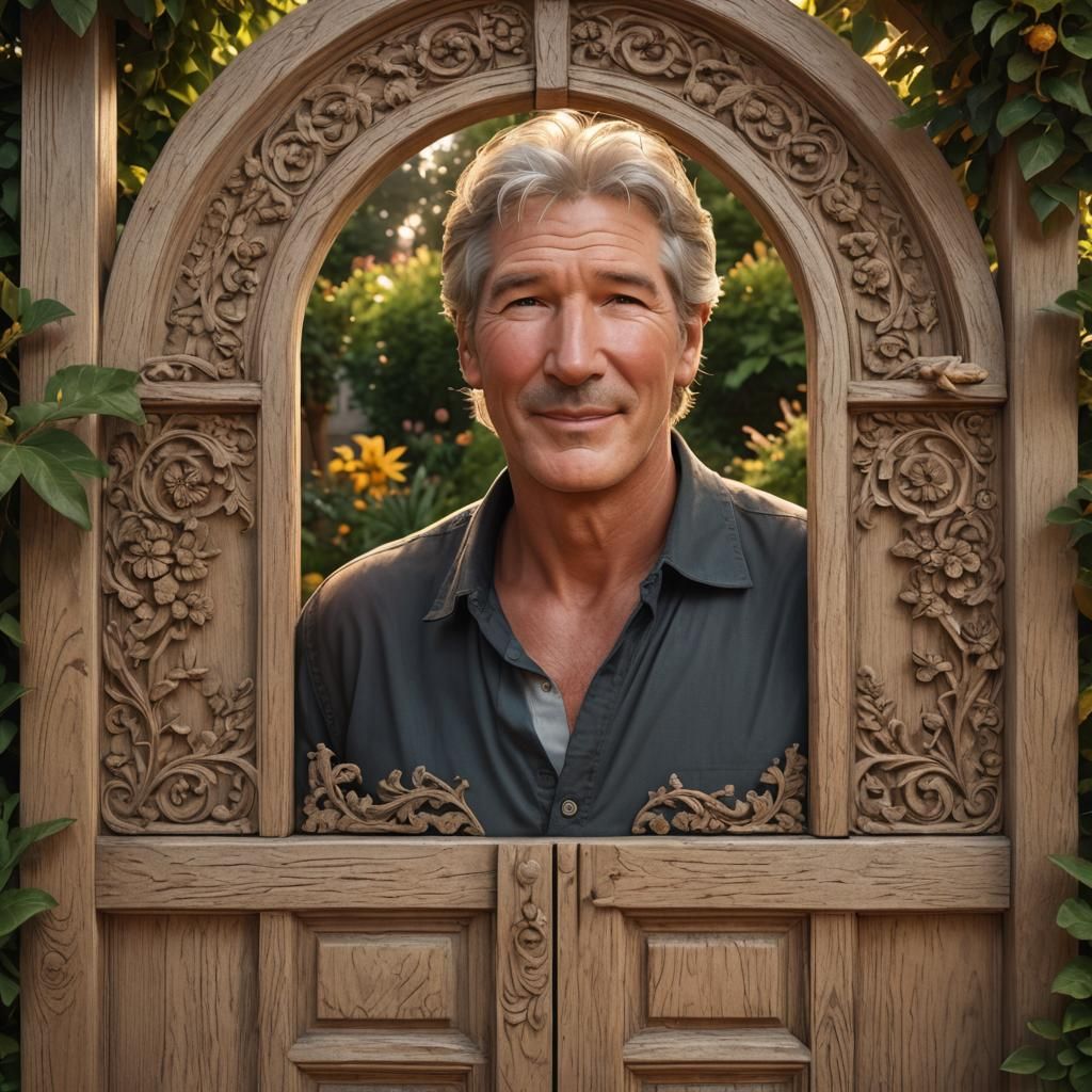Hyperrealistic Image of a Man in a Lush Garden