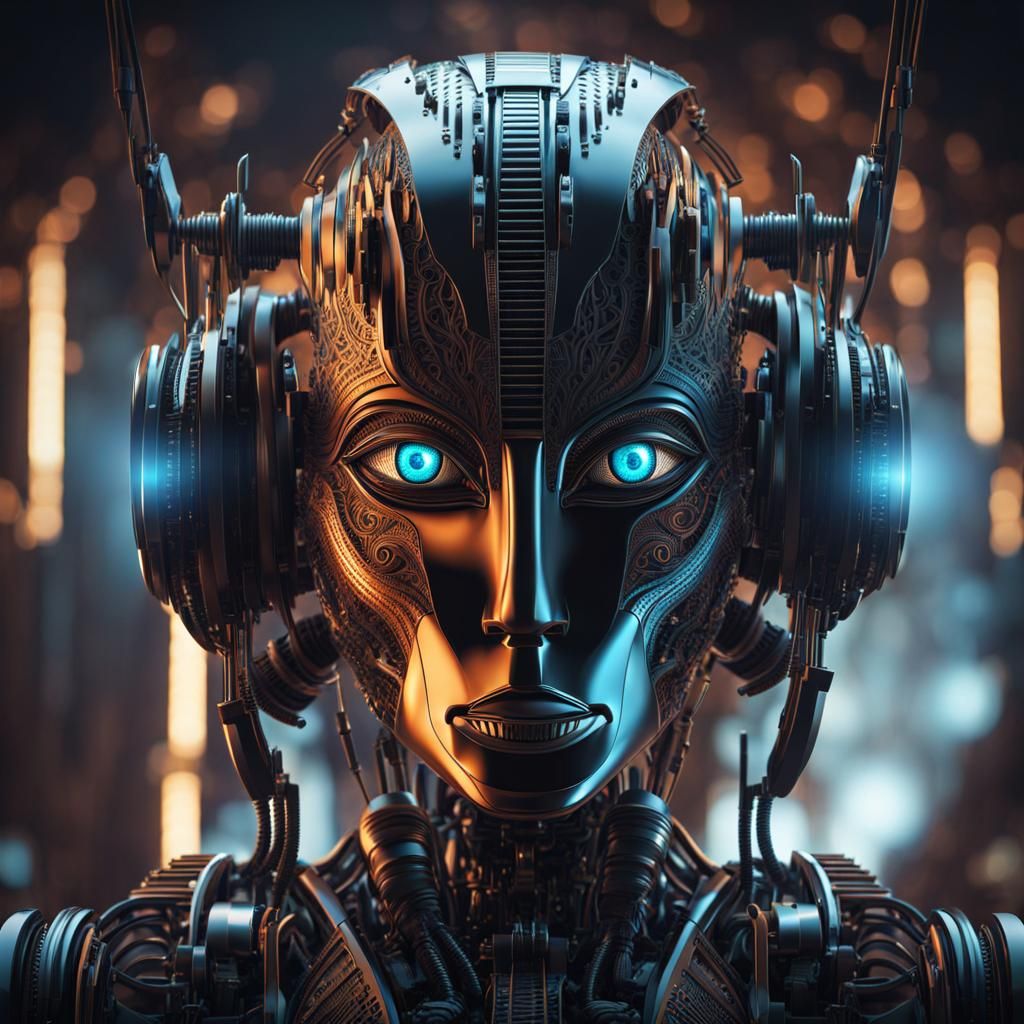 Abstract Robot Head with Fractal Design