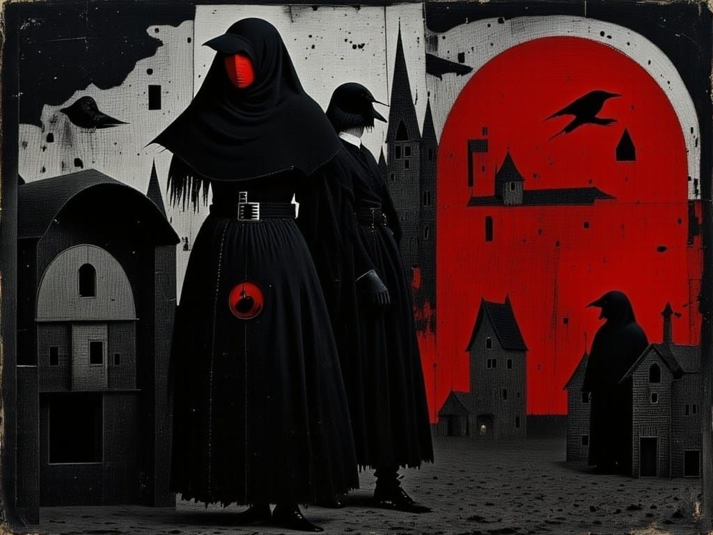 Ethereal Gothic Woman Amidst Surreal Blooms