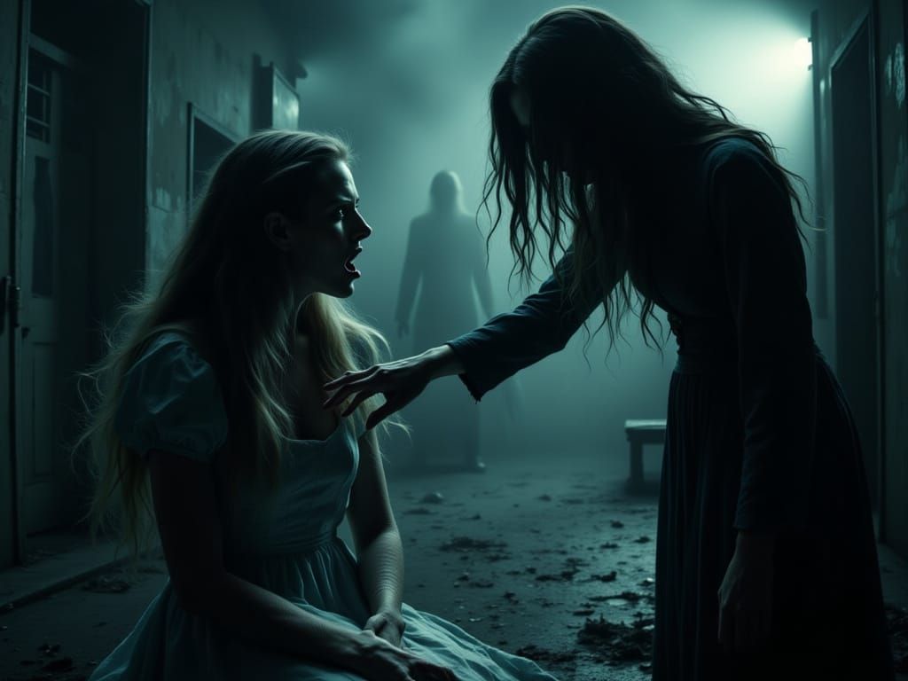 Macabre Asylum: Alice's Realistic Horror Scene