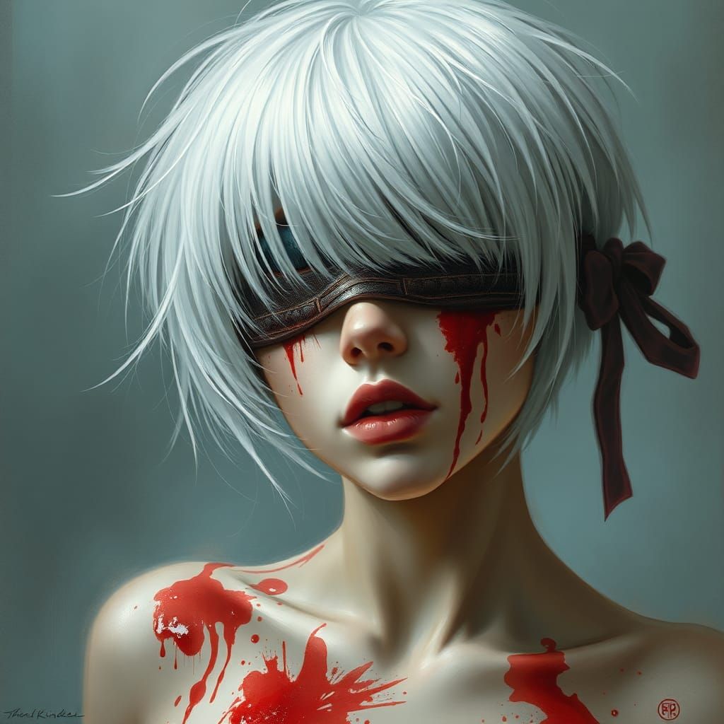 Bloody Blindfold: Ethereal Fantasy Portrait