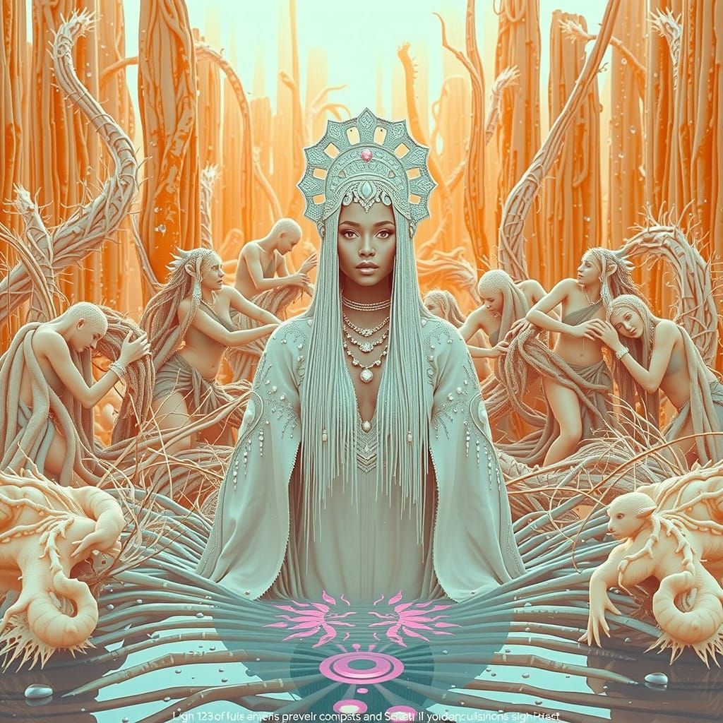 Surreal Queen Goddess Unites with Lush Rainforest in Epic Cy...