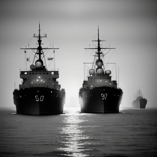 Film Noir Battleships Arrive at Dawn in Sepia Tones