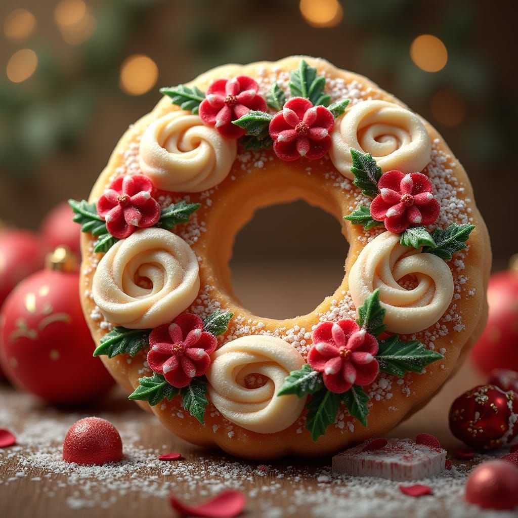 Sugar-Dusted Christmas Cookie in Vibrant, Hyper-Realistic Ar...