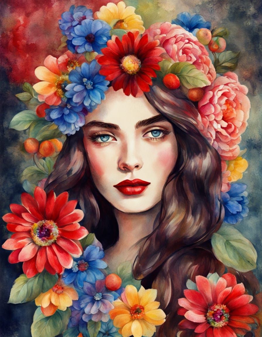 Vintage Beauty with Whimsical Floral Crown