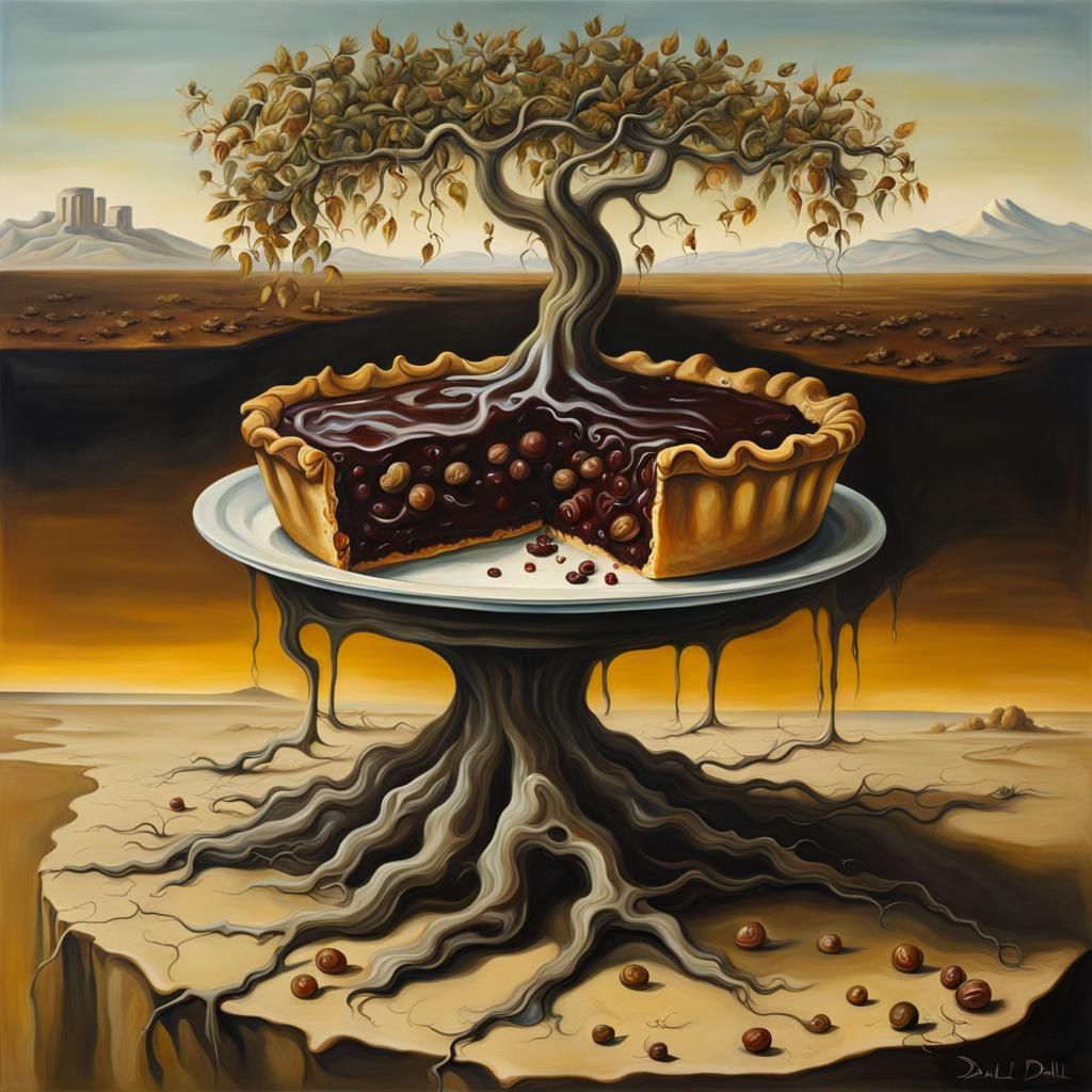 Surreal Living Pie Sculpture, Salvador Dali Style