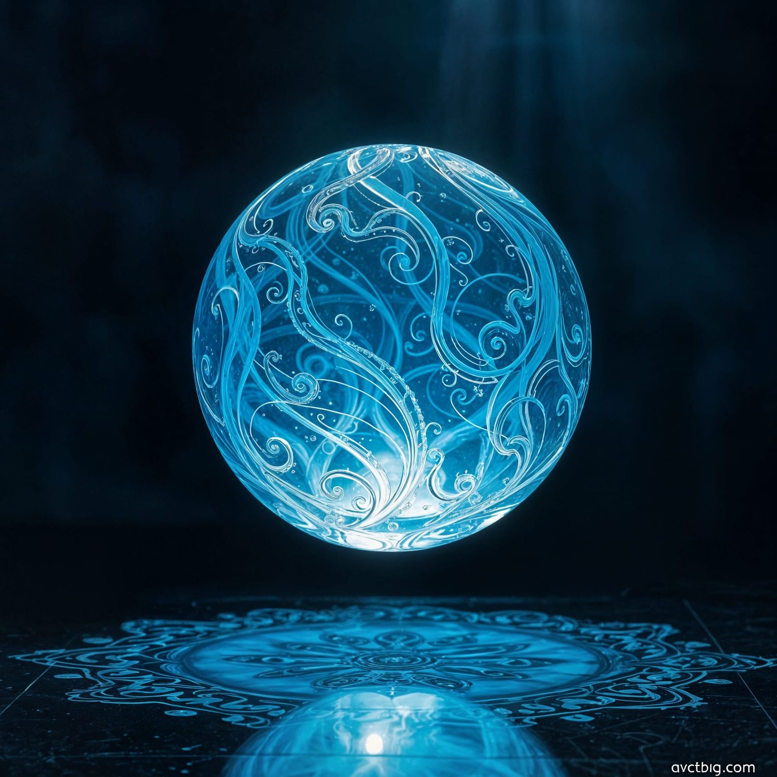 Ethereal Blue Crystal Orb: Elven Masterpiece