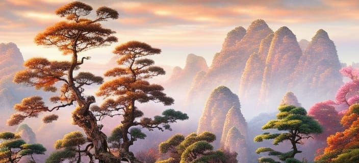 Huangshan Taoist Temples in a Fantasy Landscape