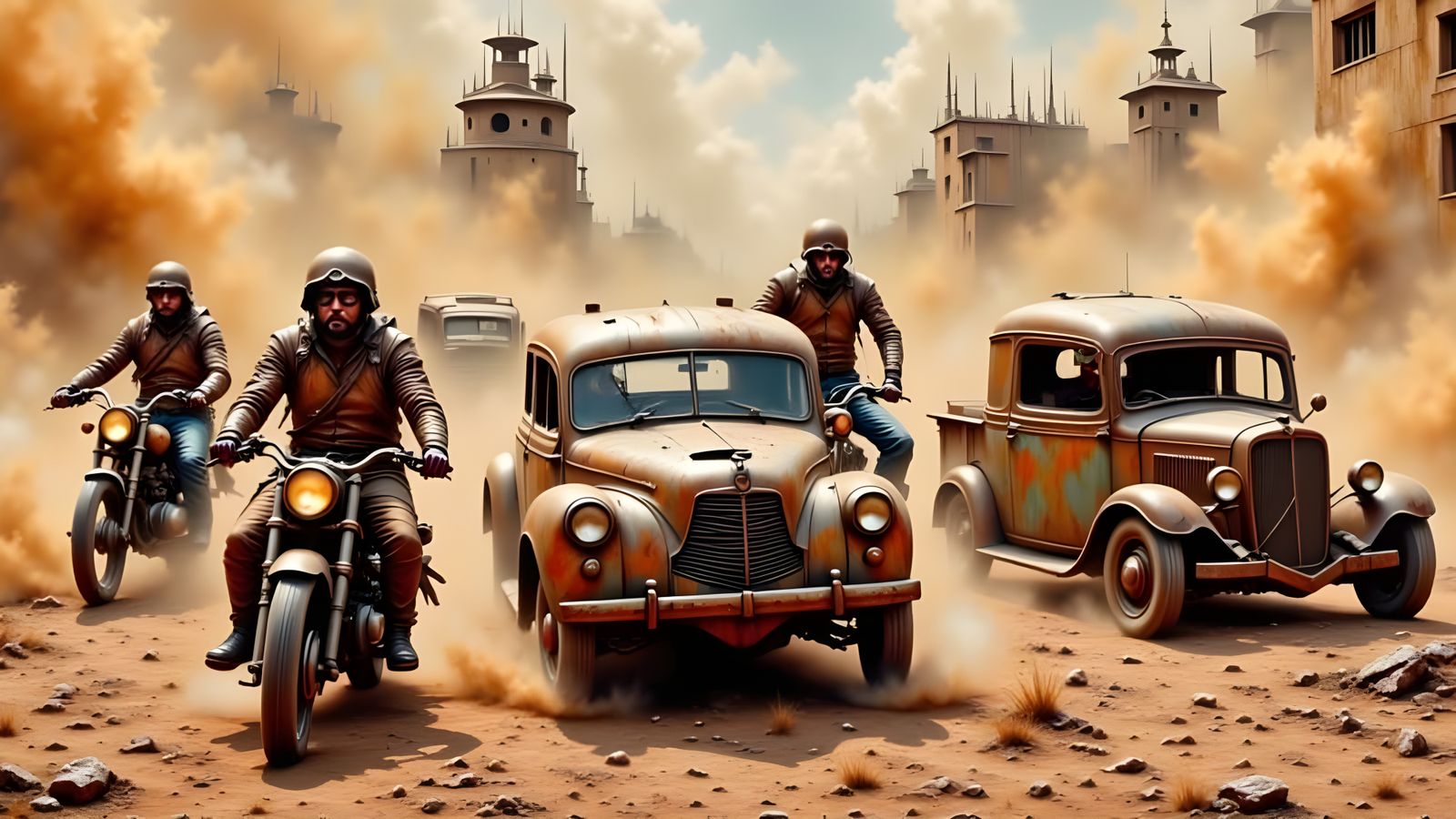 Warriors Ride into Post-Apocalyptic Ruins in a Gritty, High-...