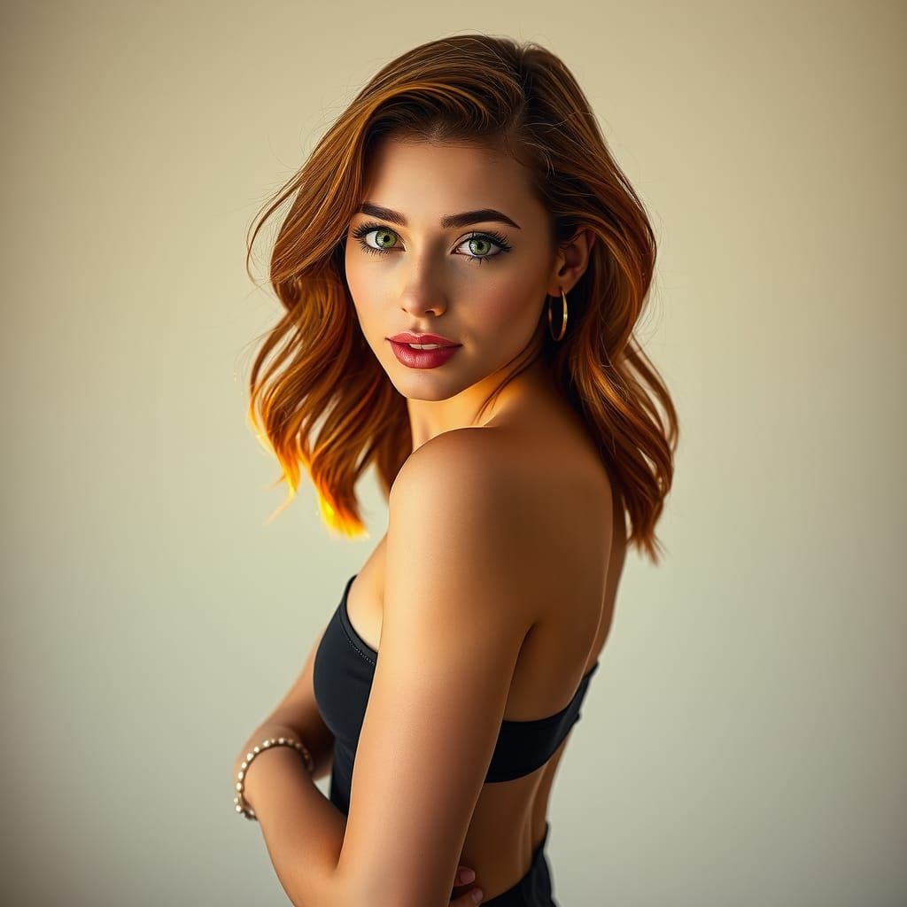 Athletic Woman with Auburn Hair in Cinematic Lighting