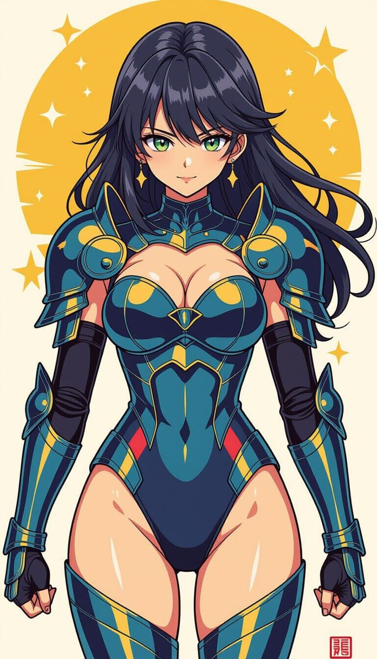 Heroic Knight Girl in Armored Leotard: Anime Manga Style