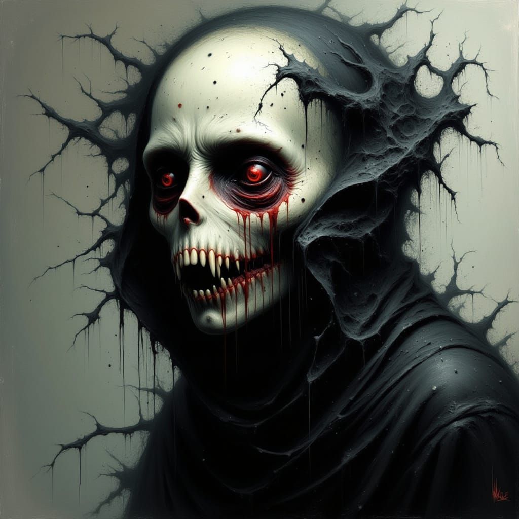 Expressionist Portrait in Dark Impasto Style