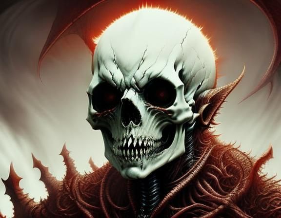 Horror Skull and Bones in Doré Style