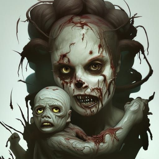 Zombie Mom Serves Brains: Dark Fantasy Art