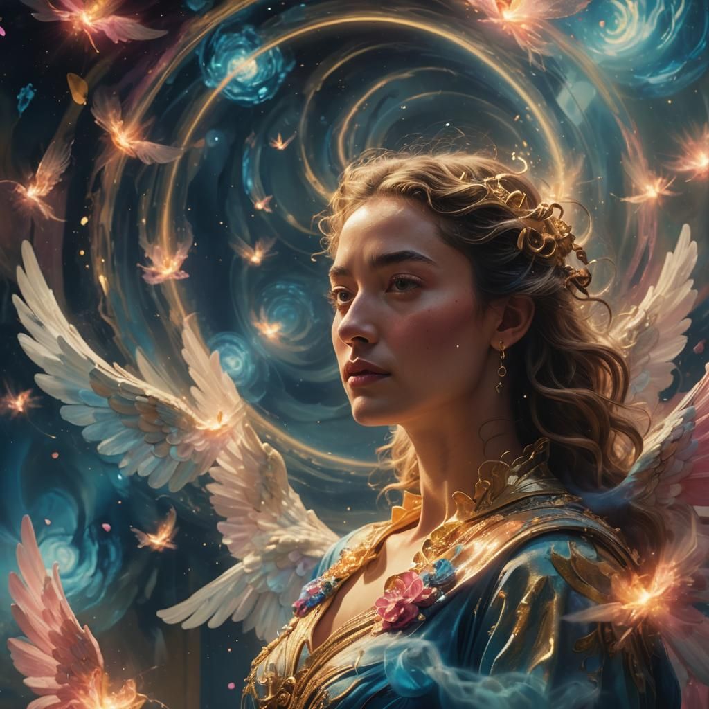 Angelic Encounter in Dreamlike Vortex: Hyperrealistic Concep...