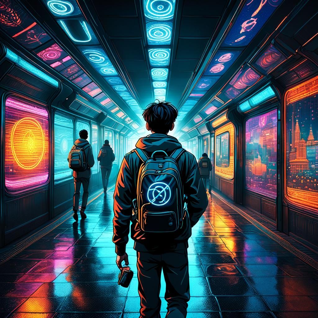 Detailed Patterns with Glistening Neon Lights in 8K