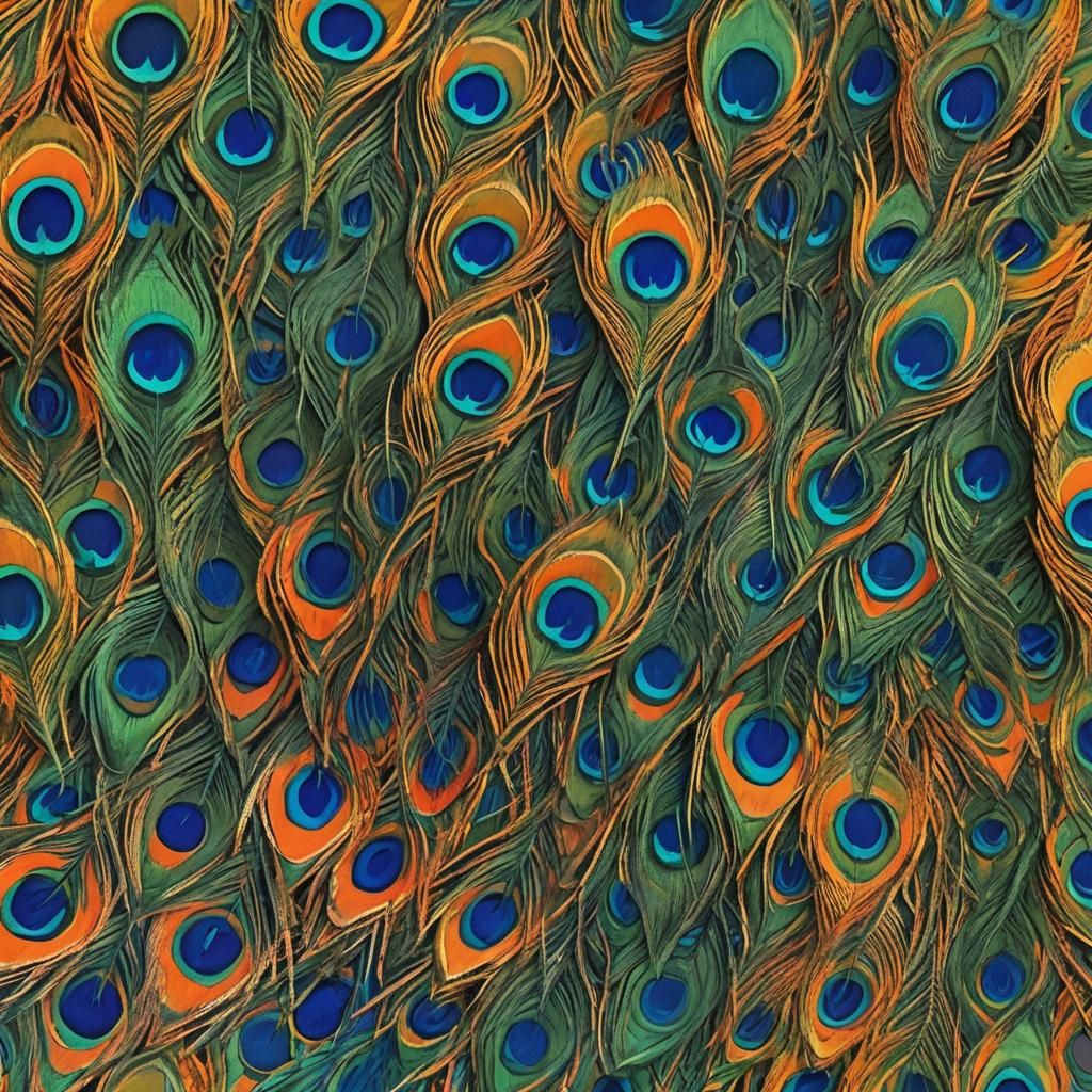 Peacock Plumage in Abstract Expressionism Style